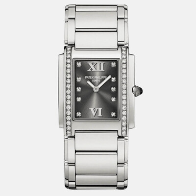 Patek Philippe Twenty-4 4910/10A-010 Quartz Grey Stainless Steel Women's Wristwatch 1209590 (arb24915)
