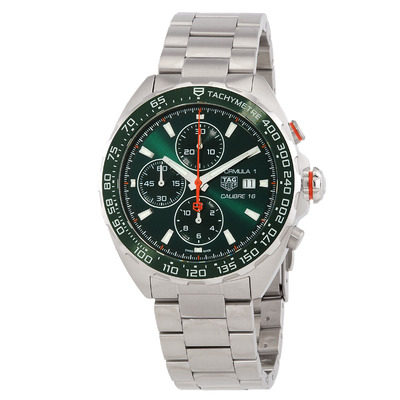 Pre-owned Tag Heuer Formula 1 Chronograph Automatic Green Dial Mens Watch CAZ201H.BA0876 (green, arb24948)