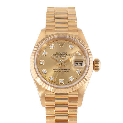 Pre-owned Rolex Datejust 26 Automatic Chronometer Diamond Dial Yellow Gold CDP 79178 CDP (beige, arb24958)