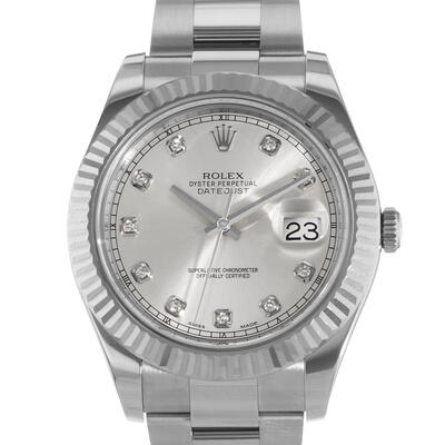 Pre-Owned Rolex Datejust II 116334 SDO Men's Watch - Silver Dial Diamond Bezel (arb24959)