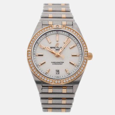 Breitling Chronomat Automatic U10380591A1U1 Silver Stainless Steel 18k Rose Gold Men's Watch 1210076 (arb24979)