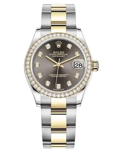 Rolex Datejust 31, Model M278383RBR-0021 - Yellow Gold Dial Diamond Bezel Women's Watch (arb25017)