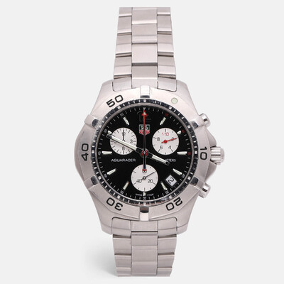 Tag Heuer Black Stainless Steel Aquaracer Chronograph Men's Wristwatch 44.5mm 1211906 (black, arb25053)