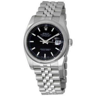 Pre-owned Rolex Datejust Black Dial Mens Watch BKJ 116200/63600 (black, arb25069)