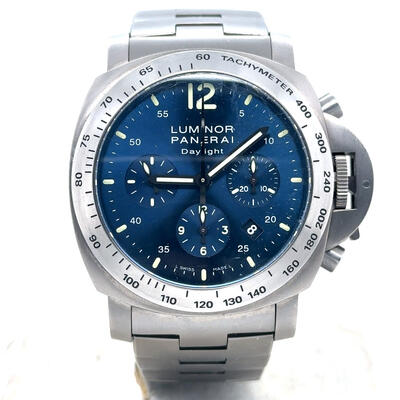 Pre-Owned Panerai Luminor Daylight Chronograph Automatic Chronometer Blue Dial Mens Watch PAM00327 (blue, arb25138)