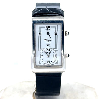 Pre-owned Chopard Dual Time Quartz White Dial Ladies Watch Model 2240 (black, arb25142)