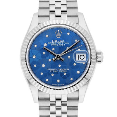 Rolex Datejust 31 Azzurro-Blue Floral Motif Diamond Dial Automatic Ladies Steel and White Gold Jubilee Watch Ref. M278274-0036 (arb25220)