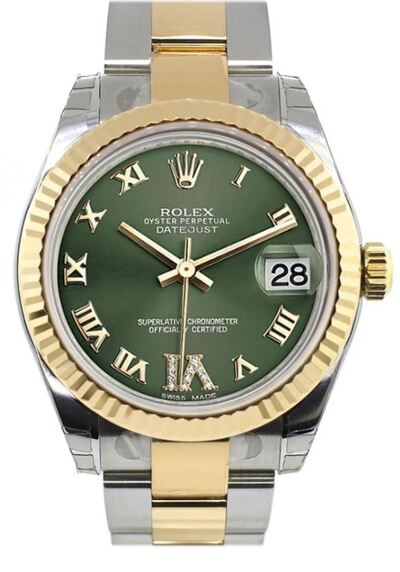 Pre-owned Rolex Datejust Lady 31 Green Dial with Yellow Gold-tone Elements, Article No: 178273GNRO (arb25296)