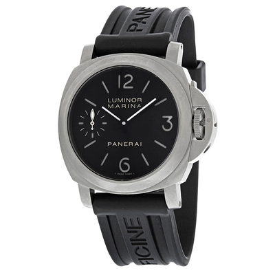 Pre-owned Panerai Luminor Marina PAM00061 Titanium 44mm Mens Watch (black, arb25300)