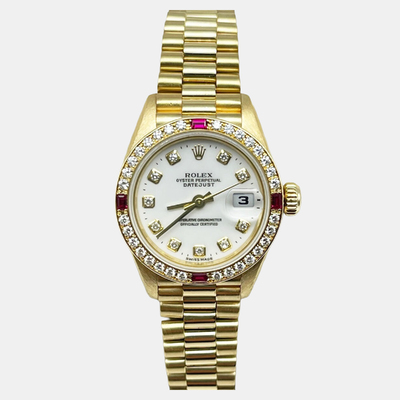 Rolex President Model 79068 Automatic Diamond Women's Wristwatch in Yellow Gold 1220575 (white, arb25555)