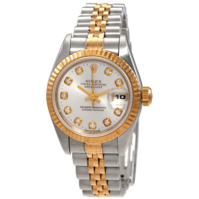 Pre-owned Rolex Datejust Automatic Diamond Silver Dial Ladies Watch 69173 BLSJ 69173BLSJ (arb25607)