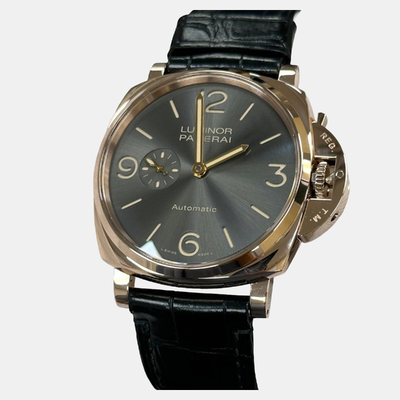 PAM00675 Panerai Luminor Due Automatic Mens Gray 18k Rose Gold Watch 1220564 (arb25615)