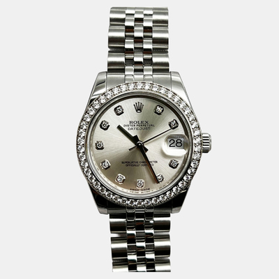 Rolex Datejust Midsize Stainless Steel Women's Watch with Diamond Accent, Silver Dial 1221972 (arb25698)