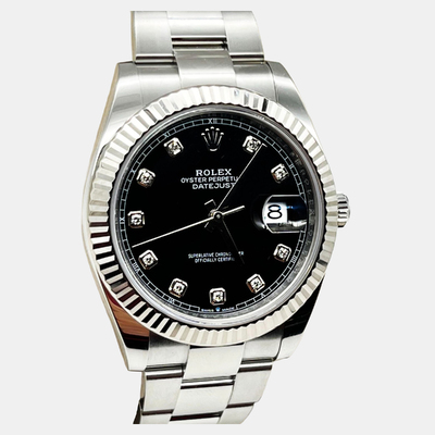 Rolex Datejust 126334 Automatic Black Diamond Dial, Stainless Steel Oyster Case with 18K White Gold Bezel 1221967 (black, arb25703)