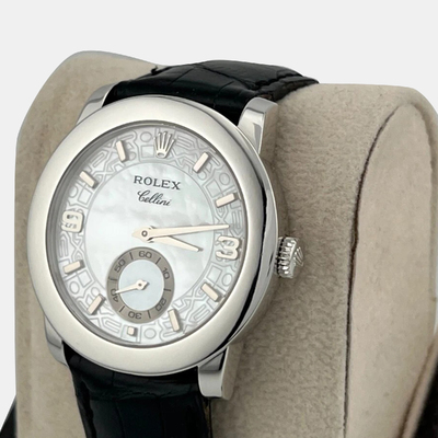 Rolex Cellini 5240 Manual Winding Mother of Pearl Platinum Men's Wristwatch 1221239 (arb25721)