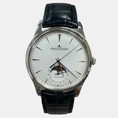 Jaeger-LeCoultre Master Ultra Thin Moonphase Q1368430 - Men's Automatic Silver Stainless Steel Wristwatch 39mm 1221886 (arb25753)