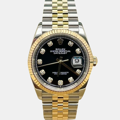 Rolex Datejust 126233 Automatic Black Diamond 18K Yellow Gold Stainless Steel Men's Wristwatch 1221262 (black, arb25811)