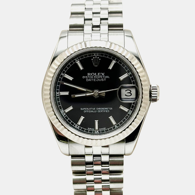 Rolex Datejust 178274 Automatic Black Dial Stainless Steel & White Gold Men's Watch 1221280 (black, arb25830)