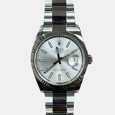 Rolex Datejust 126234 Automatic Silver Stainless Steel 18k White Gold Men's Wristwatch 1221253 (arb25840)