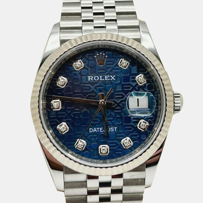 Datejust 126234 Automatic Blue Diamond White Gold Stainless Steel Men's Wristwatch Rolex 1221263 (blue, arb25852)