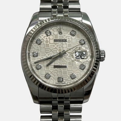 Rolex Datejust 116234 - Automatic Diamond Dial Stainless Steel and White Gold Men's Watch Ref: 1220532 (arb25862)