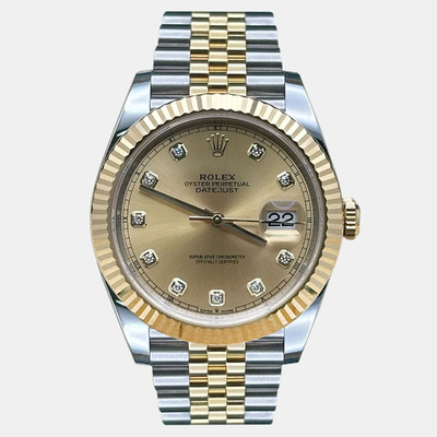 Rolex Datejust 126333 Automatic 18K Yellow Gold Stainless Steel Men's Wristwatch with Champagne Dial and Diamond Markers 1222414 (arb25892)