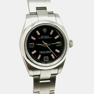 Rolex Oyster Perpetual 176200 Automatic Black Stainless Steel Women's Wristwatch 26 mm 1222438 (black, arb25905)