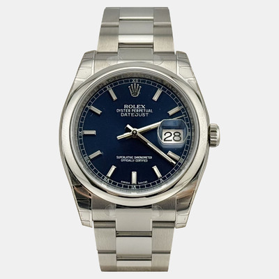 Rolex Datejust 116200 Automatic Blue Stainless Steel Men's Wristwatch 36 mm Serial No. 1222417 (blue, arb25910)