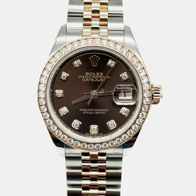 Rolex Datejust 279381 - Chocolate Dial Two-tone 18K Rose Gold Stainless Steel Women's Watch 1222426 (brown, arb25920)