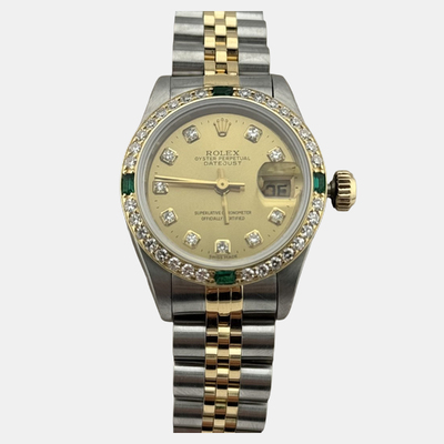 Rolex Datejust 69173 - Yellow Gold & Diamond Emerald Women's Watch, 26mm 1221930 (arb25959)