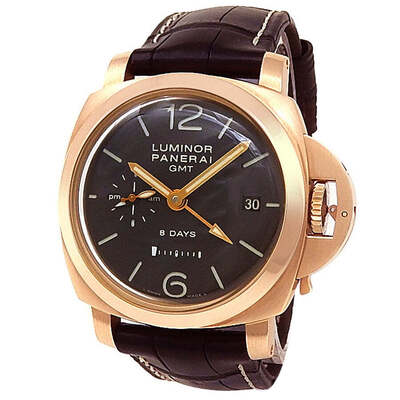 Pre-owned Panerai Luminor GMT Mens Watch pam00289 (brown, arb26027)
