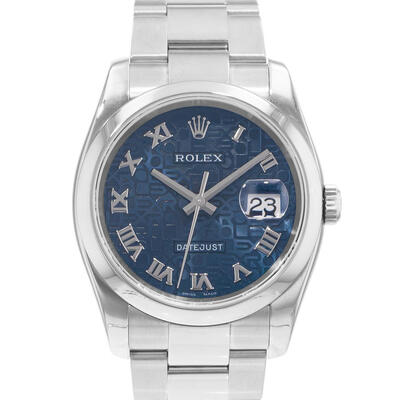 Pre-owned Rolex Datejust 36 Automatic Chronometer Mens Watch Ref. 116200 BLJRJ (blue, arb26031)