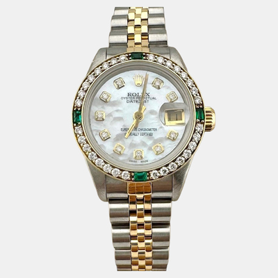 Rolex Datejust 69173 - White Mother of Pearl Dial, Diamond Bezel Accent, 18k Yellow Gold and Stainless Steel Two-tone Wristwatch for Women - Automatic Movement 1221922 (white, arb26054)