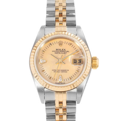 Pre-owned Rolex Datejust 26 Automatic Chronometer Diamond Champagne Dial Ladies Watch - Ref: 79173 CDJ (beige, arb26075)