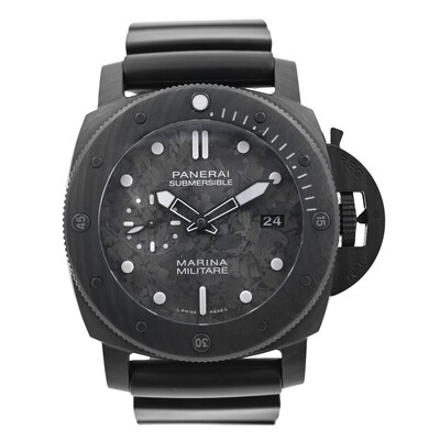 Pre-owned Panerai Submersible PAM02979 - Black Dial Mens Watch with Titanium Case and Rubber Strap (black, arb26113)