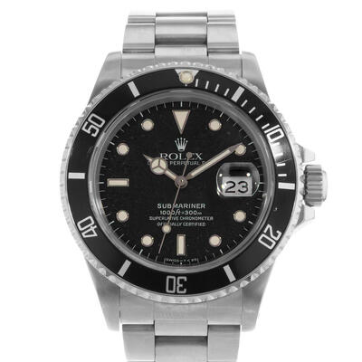 Pre-owned Rolex Submariner Date 168000 BKSO: Silver-tone stainless steel case, Black dial, Automatic movement (black, arb26116)