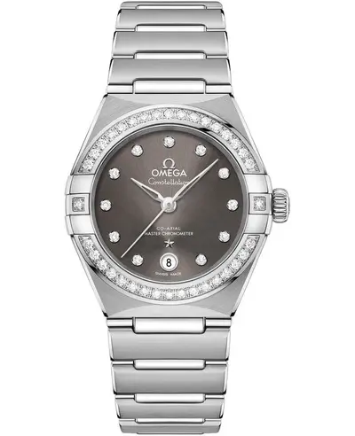 Omega Constellation Manhattan Chronometer 29mm Grey Dial Diamond Stainless Steel Women's Watch Model 131.15.29.20.56.001 (arb9409)