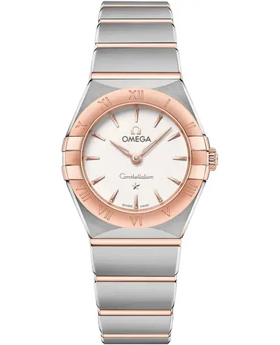 Omega Constellation Manhattan Quartz 25mm Silver Dial Rose Gold and Stainless Steel Women's Watch Model: 131.20.25.60.02.001 (arb9412)