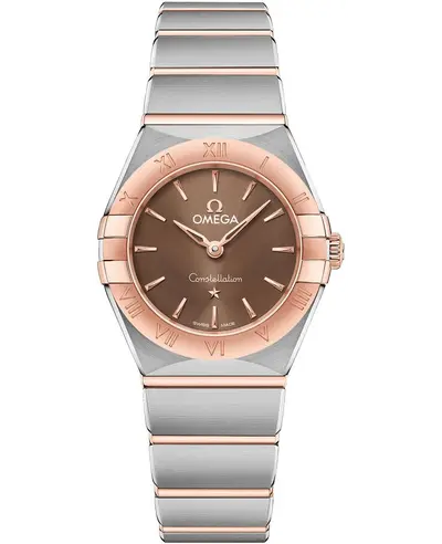 Authentic New Omega Constellation Manhattan Quartz, Model: 13120256013001 131.20.25.60.13.001 (brown, arb9415)