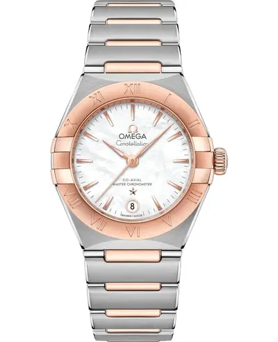 Omega Constellation Manhattan Chronometer 29mm Mother of Pearl Dial Rose Gold and Stainless Steel Women's Watch Model: 131.20.29.20.05.00 131.20.29.20.05.001 (arb9429)