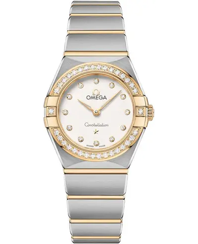 Omega Constellation Manhattan Quartz Women's Watch Model 13125256052002 - Silver Dial, Yellow Gold and Stainless Steel 131.25.25.60.52.002 (arb9463)