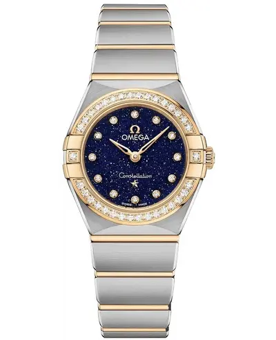 Omega Constellation Manhattan Quartz Watch, Model 131.25.25.60.53.001 Blue Dial Diamond Yellow Gold and Stainless Steel (blue, arb9464)