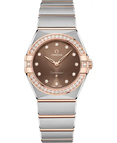 Omega Constellation Manhattan Quartz 131.25.28.60.63.001 - Brown Dial, Diamond Rose Gold Tone Hands (brown, arb9474)