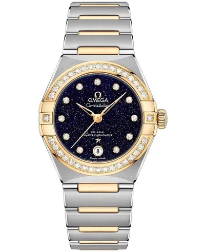 Omega Chronometer 13125292053001 - Women's Watch Blue Dial Diamond Yellow Gold and Stainless Steel 131.25.29.20.53.001 (blue, arb9477)