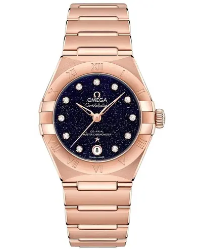 Omega Constellation Manhattan Chronometer 29mm Blue Dial Diamond Rose Gold Women's Watch Model 13150292053003 131.50.29.20.53.003 (blue, arb9502)