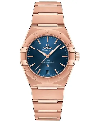 Omega Constellation Co-Axial Master Chronometer Blue Dial Sedna Gold Men's Watch Model 13150362003001 131.50.36.20.03.001 (blue, arb9507)