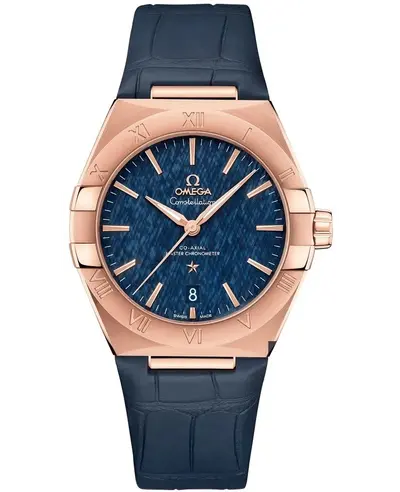OMEGA Constellation Co-Axial Master Chronometer, Blue Dial Sednaâ¢ Gold, Blue Leather Strap with Rubber Lining - Men's Watch Model 131.53.39.20.03.001 (blue, arb9516)