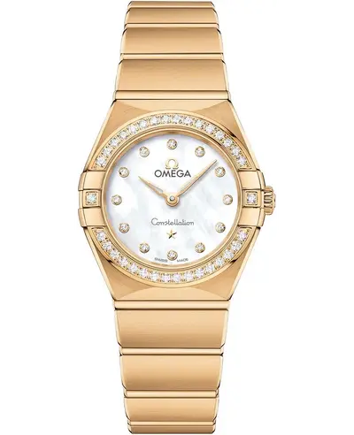Omega Constellation Manhattan Quartz 25mm Mother of Pearl Dial Diamond Yellow Gold Women's Watch Model:131.55.25.60.55.002 (arb9521)