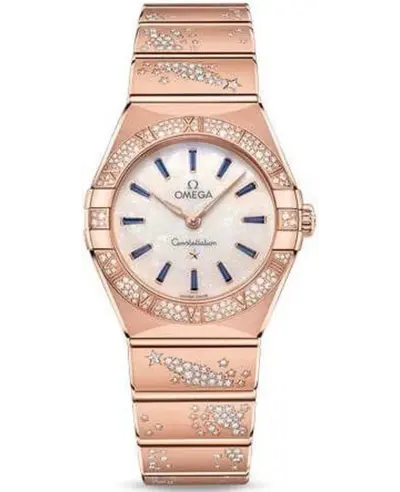 Omega Constellation Manhattan Quartz Watch Model 13155286099002 Mother of Pearl Dial Diamond Rose Gold 131.55.28.60.99.002 (arb9530)