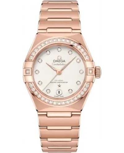 Omega Constellation Manhattan Chronometer 29mm Silver Dial Diamond Rose Gold Women's Watch Model 13155292052.001 131.55.29.20.52.001 (arb9531)